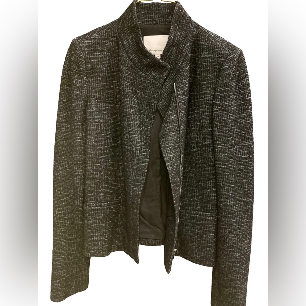 Classiques Entier Cotton Wool blend asymmetric zip closing front Blazer